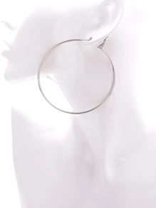 1 bông tai dạng vòng tối giản, trang sức bằng thép không gỉ - Bạc - Xem 2