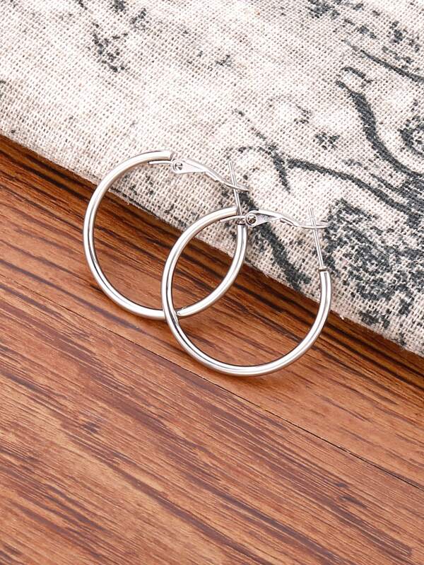 1pc Minimalist Hoop Earrings, Stainless Steel Jewelry