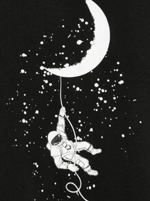 GENTILAND Men Galaxy & Figure Graphic Tee - Black - View 3