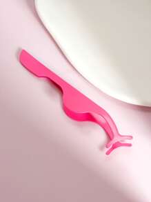 1pc Pink Stainless Steel Ultra-Light Eyelash Tweezers, Makeup AIDS, Suitable For Women Eye Eyelash Tweezers Lengthening Eyelashes - Pink - View 2