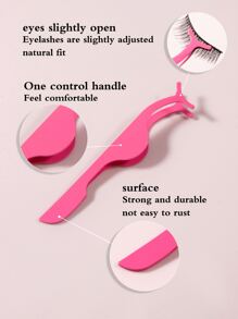1pc Pink Stainless Steel Ultra-Light Eyelash Tweezers, Makeup AIDS, Suitable For Women Eye Eyelash Tweezers Lengthening Eyelashes - Pink - View 5