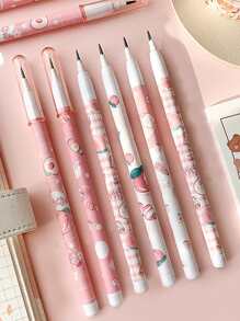 1入組桃子樣式隨機接片鉛筆帶1袋筆芯