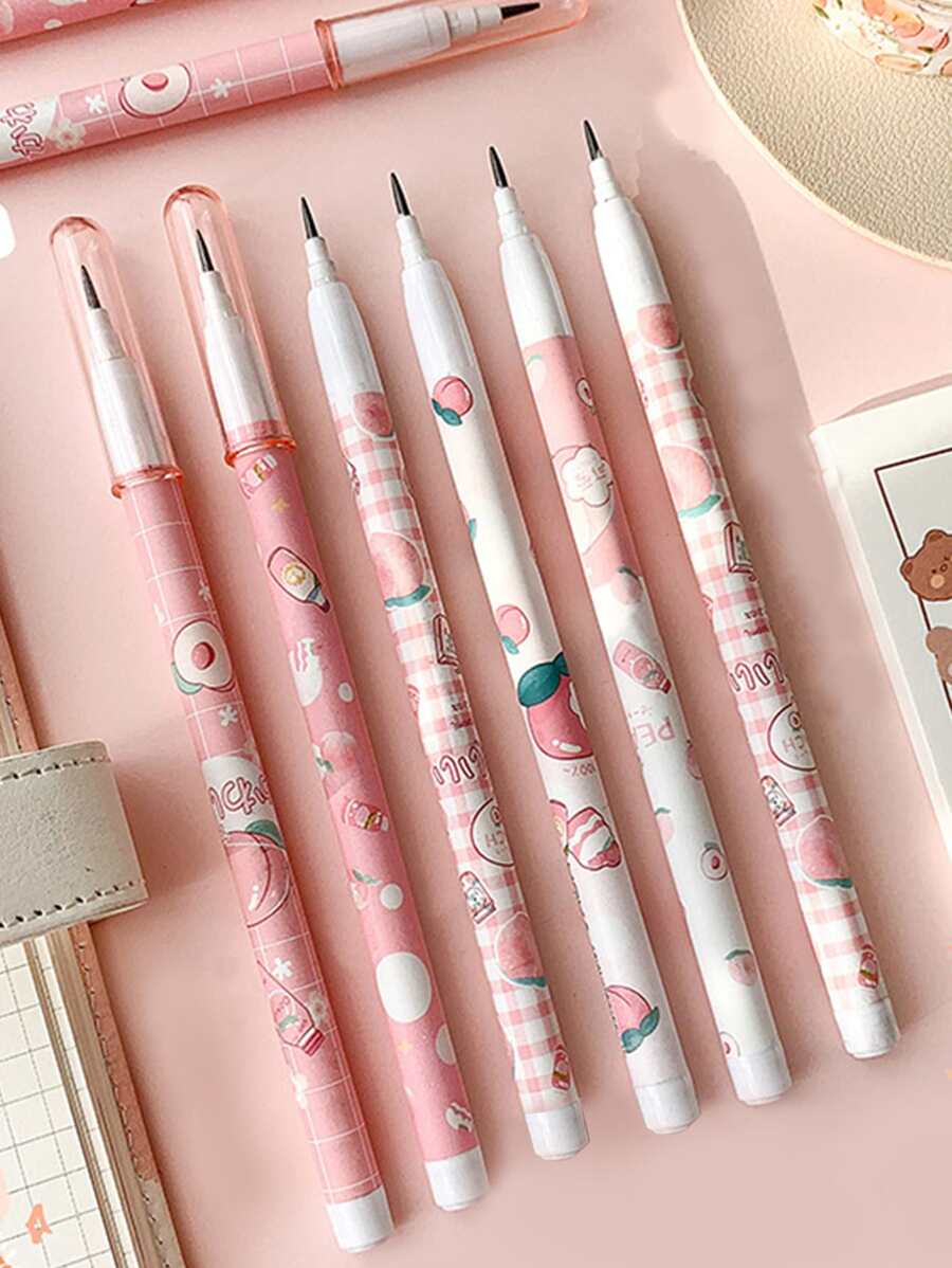 1入組桃子樣式隨機接片鉛筆帶1袋筆芯