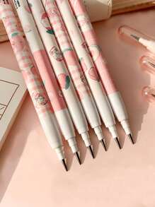 1入組桃子樣式隨機接片鉛筆帶1袋筆芯