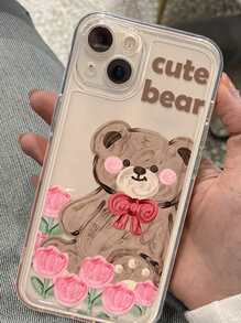 Cartoon Bear Clear Phone Case - Multicolor - View 2