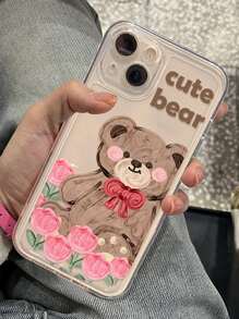 Cartoon Bear Clear Phone Case - Multicolor - View 4