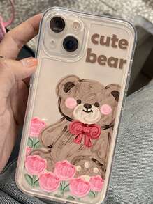 Cartoon Bear Clear Phone Case - Multicolor - View 5