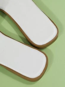 Weave Detail Slide Sandals - White - View 4