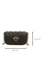 Bolso cuadrado acolchado con solapa y cadena, ligero y de estilo casual de negocios, perfecto para adolescentes, mujeres, estudiantes universitarios, principiantes y trabajadores de cuello blanco. Ideal para la oficina, la universidad, el trabajo, los desplazamientos, al aire libre, los viajes y las salidas.