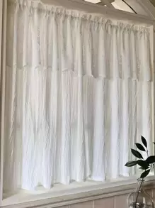 Solid Color Single Panel Sheer Curtain, Crumpled Curtain With Window Screen For Home Decor - White - View 3