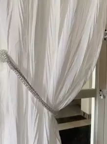 Solid Color Single Panel Sheer Curtain, Crumpled Curtain With Window Screen For Home Decor - White - View 7