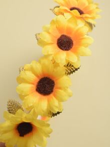 Sunflower Decor Headband Is Suitable For Daily Travel, Dating And Vacation Boho,Hairband,Hair Hoop Headbands - Yellow - View 4