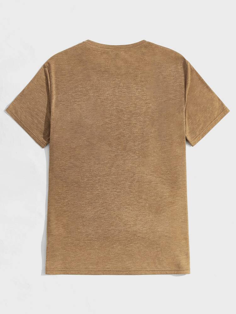 Manfinity VCAY Hombres Camiseta con estampado de expresión - Camel - Añade 2