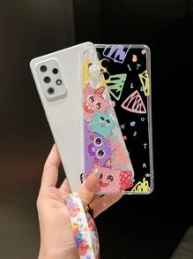 1pc Cartoon Monster Hanging Rope Phone Case Compatible With Iphone 15/15 Pro/15 Plus/15 Pro Max/14/14 Plus/14 Pro/14 Pro Max/11 Pro Max/12/12 Pro/12 Pro Max/13/13 Pro/13 Pro Max/11/11 Pro, Compatible With Samsung S24uu/S24+/S24 Phone Case,International Version, Not The Domestic Version - Multicolor - View 3