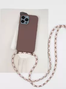 Apple Crossbody Phone Case Solid Phone Case With Lanyard Compatible With IPhone 11,IPhone 13,IPhone 14 Pro Max Waterproof Shockproof Anti-Fall Scratch Resistant - Coffee Brown - View 2