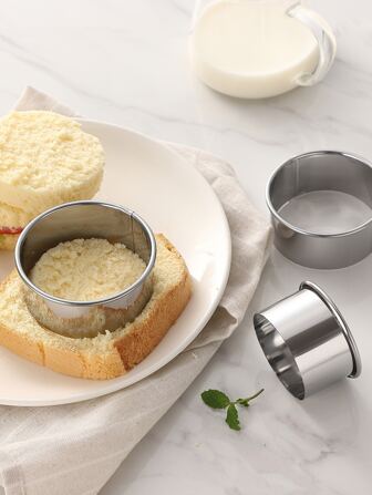 3pcs Stainless Steel Bread Cutter,Stainless Steel Circle Mold & Hand Press Set, Cookie Cutter, Dumpling Press, Cooking Accessories Baking Tools