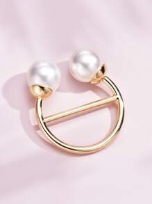 1pc Faux Pearl Decor Adjustment Buckle