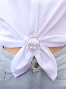 1pc Faux Pearl Decor Adjustment Buckle