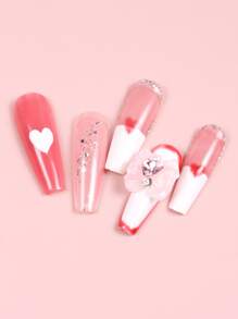 Instantly Upgrade Your Look With Nail Art Decoration 5pcs Bow Knot Heart Shaped Pink Nail Decoration For Women And Girls DIY Nail Charms Nail Gems Nail Supplies - Multicolor - View 3