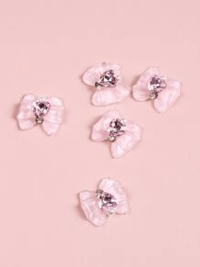 Instantly Upgrade Your Look With Nail Art Decoration 5pcs Bow Knot Heart Shaped Pink Nail Decoration For Women And Girls DIY Nail Charms Nail Gems Nail Supplies - Multicolor - View 4