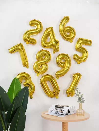 1pcPlainNumberShapedBalloon - Popular on SHEIN