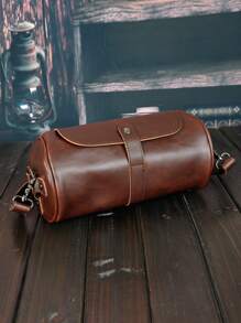 圆筒斜挎包 吊带包 单肩包 多功能防水 商务 大学 旅行 PU 皮革 简约复古休闲商务街头潮流 冬季感恩节钱包 节日包 情人节包 吊带包 贴纸棕色包 返校情人节礼物 复古礼品包 斜挎包 春季复古包 学校用品 侧包