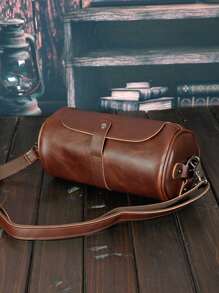 圆筒斜挎包 吊带包 单肩包 多功能防水 商务 大学 旅行 PU 皮革 简约复古休闲商务街头潮流 冬季感恩节钱包 节日包 情人节包 吊带包 贴纸棕色包 返校情人节礼物 复古礼品包 斜挎包 春季复古包 学校用品 侧包