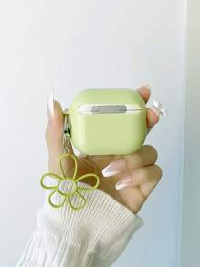 3D Flower Decor Case Compatible With AirPods - Green - View 3