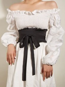 Elegant Frill Trim Corset Belt Halloween - Black - View 1