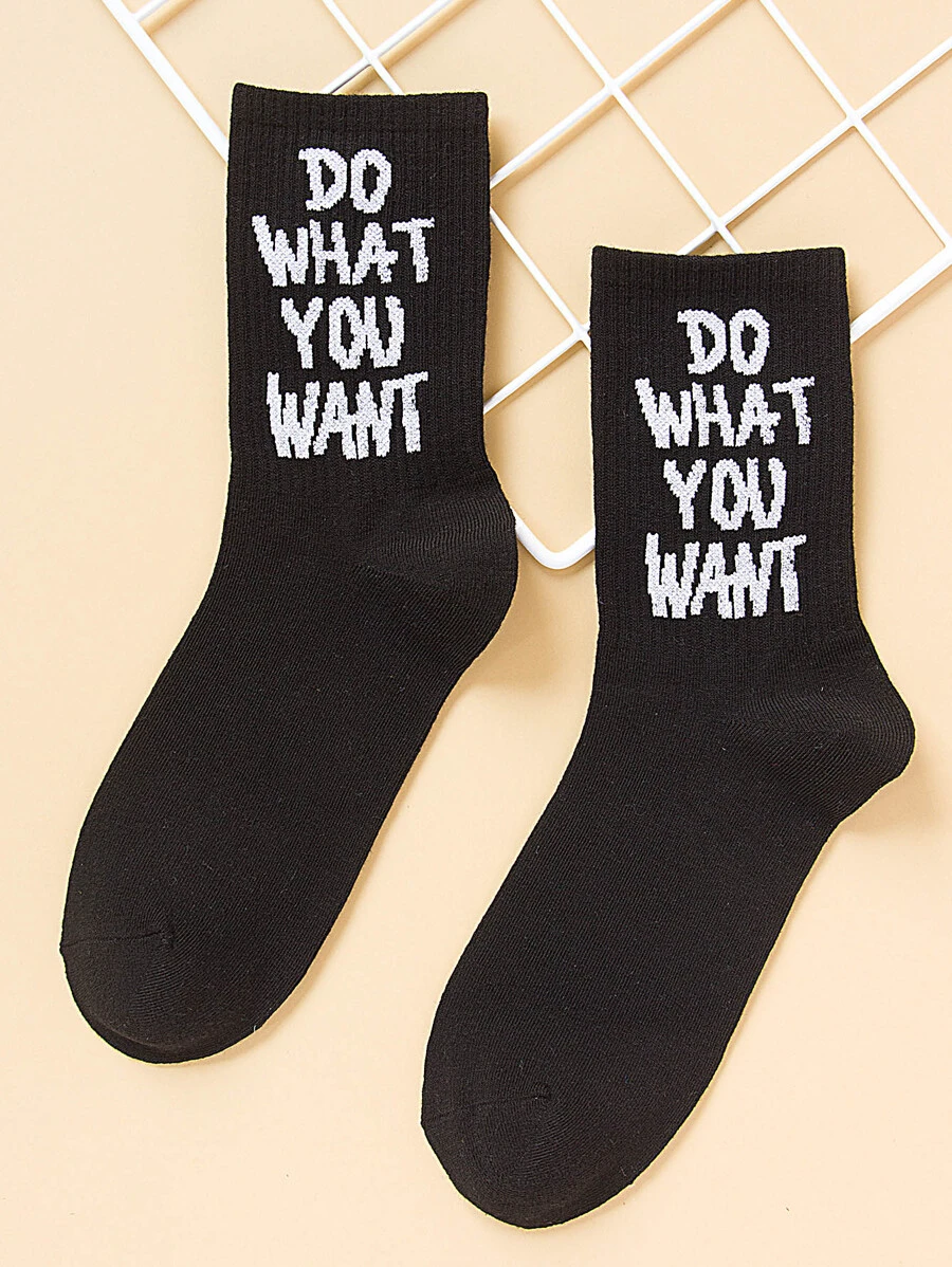 Tất nam họa tiết khẩu hiệu - màu đen - Xem 1