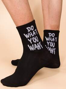 Tất nam họa tiết khẩu hiệu - màu đen - Xem 2