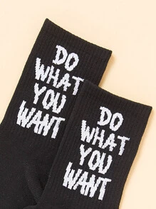 Tất nam họa tiết khẩu hiệu - màu đen - Xem 3