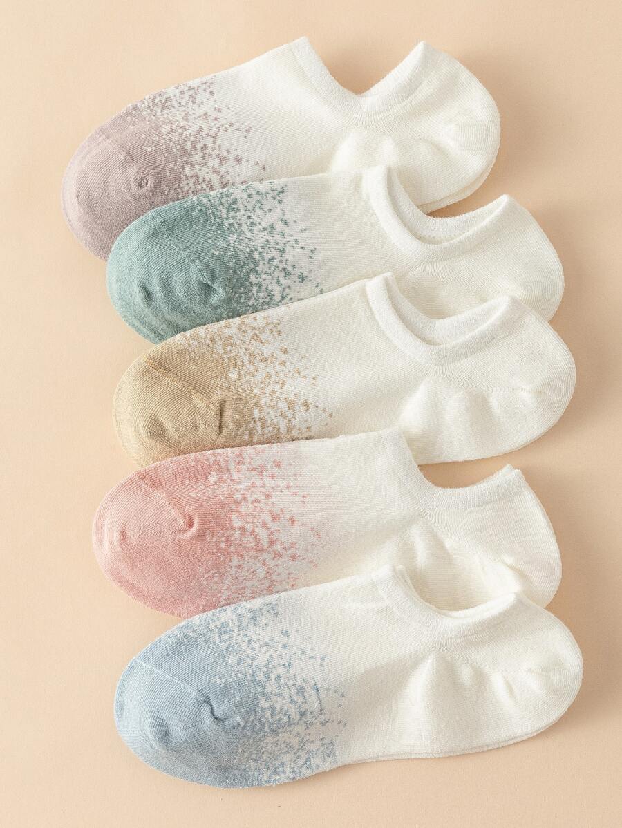 5pairs Ombre Invisible Socks - Multicolor - View 1