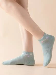 10pairs Floral & Letter Graphic Ankle Socks - Multicolor - View 2