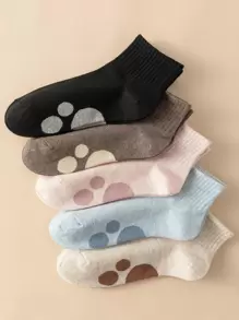 5pairs Paw Pattern Ankle Socks - Multicolor - View 1