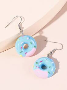 1雙可愛甜甜圈形狀合成樹脂耳環,適用於女孩節日,派對和日常穿著 - 彩色 - 查看 5