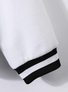 Manfinity Men Letter Patched Striped Trim Drop Shoulder Varsity Jacket Without Hoodie - Multicolor - View 3