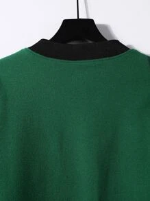 Manfinity Men Letter Patched Striped Trim Drop Shoulder Varsity Jacket Without Hoodie - Multicolor - View 4