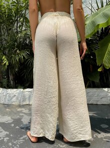 Pantalones playeros simple de malla transparente - Beis - Ver 2