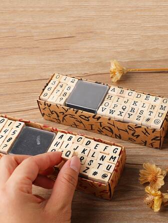 1件套隨機木制郵票和墨水墊