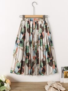 SHEIN Tween Girl Floral Print Pleated Skirt - Multicolor - View 2