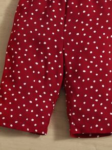 SHEIN Bebé Jumpsuit de lunares de manga con volante con cinturón