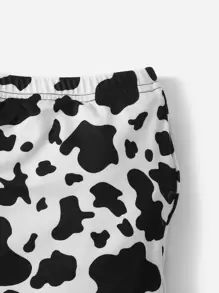 SHEIN Đứa bé gái Chất rắn Cami ngọn & In hoa bò Váy - Đen và trắng - Xem 4