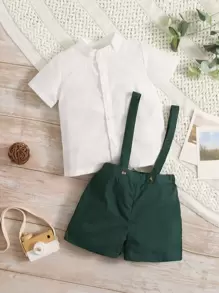 男嬰小高領襯衫和背帶短褲 - 彩色 - 查看 1