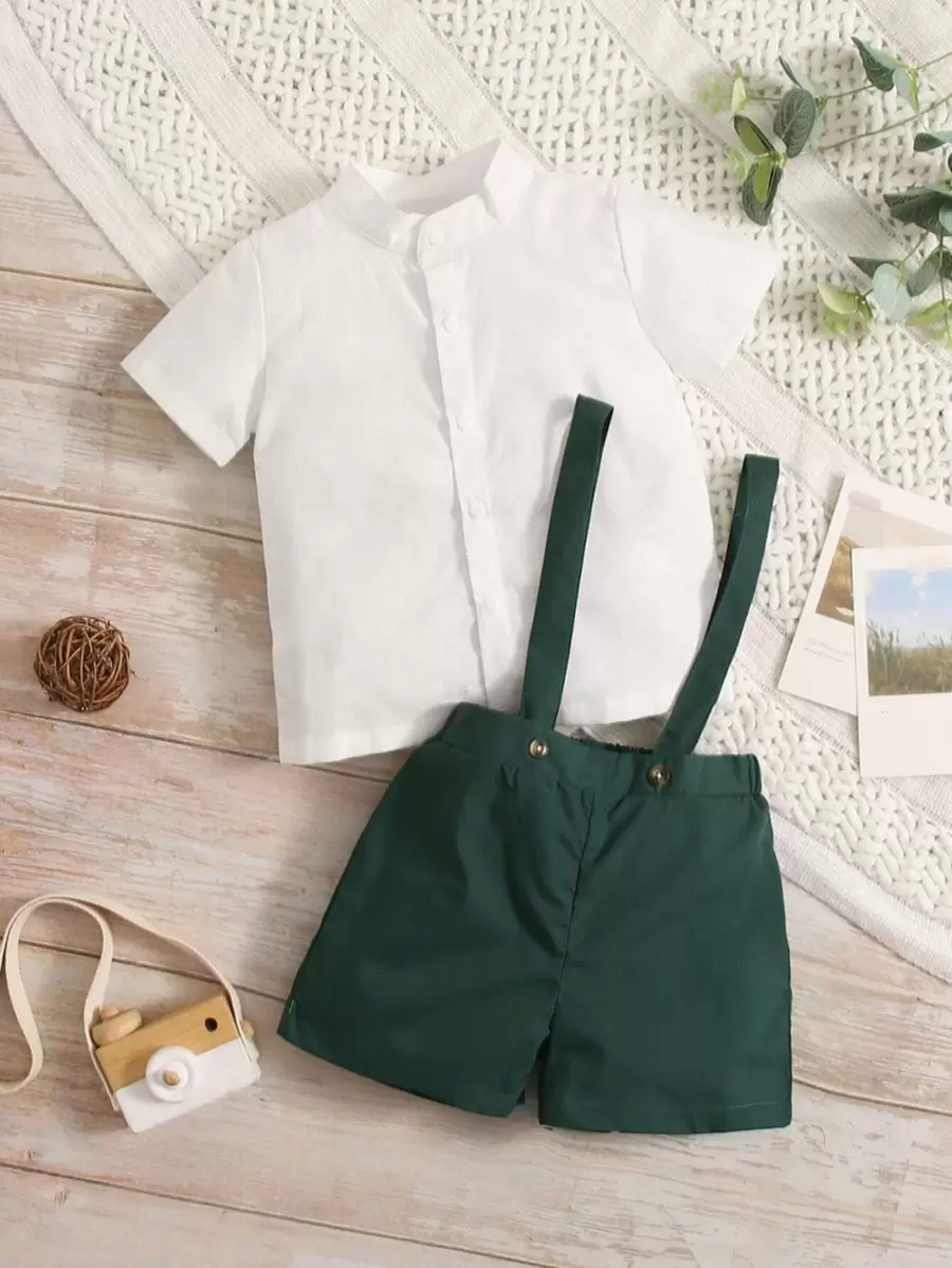 男嬰小高領襯衫和背帶短褲 - 彩色 - 查看 1