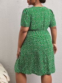 SHEIN Frenchy Đầm Plus Size Trọn gói Họa tiết hoa Boho - màu xanh lá - Xem 2