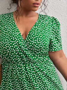 SHEIN Frenchy Đầm Plus Size Trọn gói Họa tiết hoa Boho - màu xanh lá - Xem 5