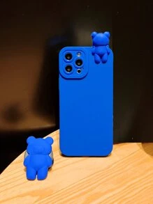 3d Cute Bear Phone Case With Stand Holder, Compatible With Iphone 15 Pro Max, Compatible With Xiaomi, Compatible With Samsung And Compatible With Huawei - Blue - View 2