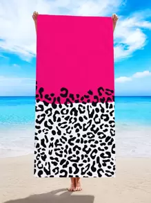 1入組豹紋印花沙灘巾 - 玫紅色 - 查看 1