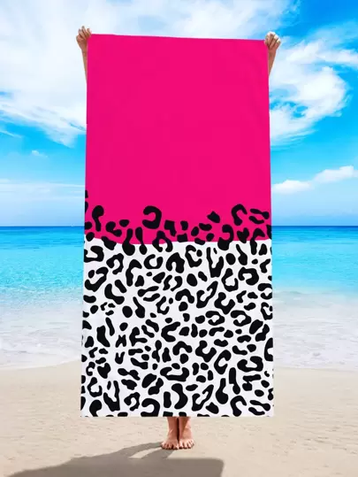 1入組豹紋印花沙灘巾